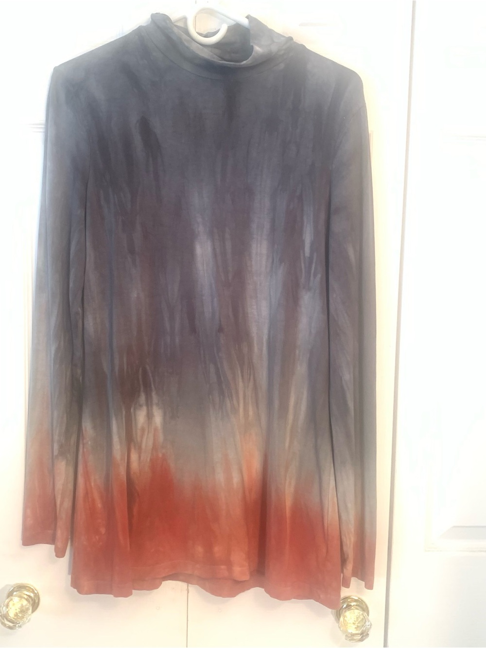Art of Cloth Women's Tie-Dye Ombre Long Sleeve Skirt - Blue to Rust Small